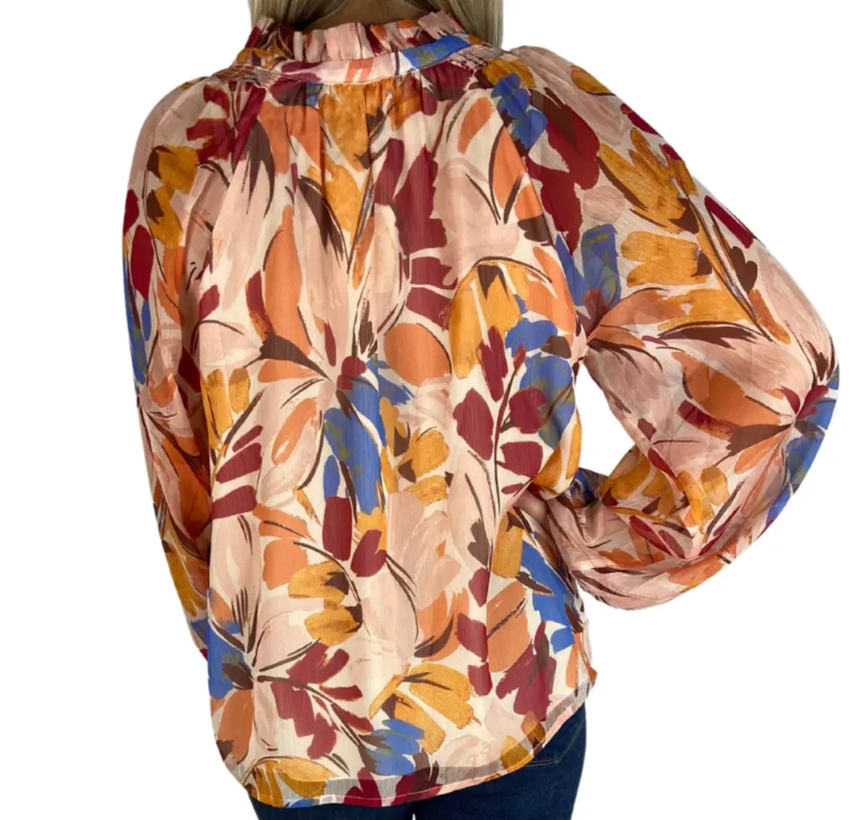 Abstract Fall Floral Blouse