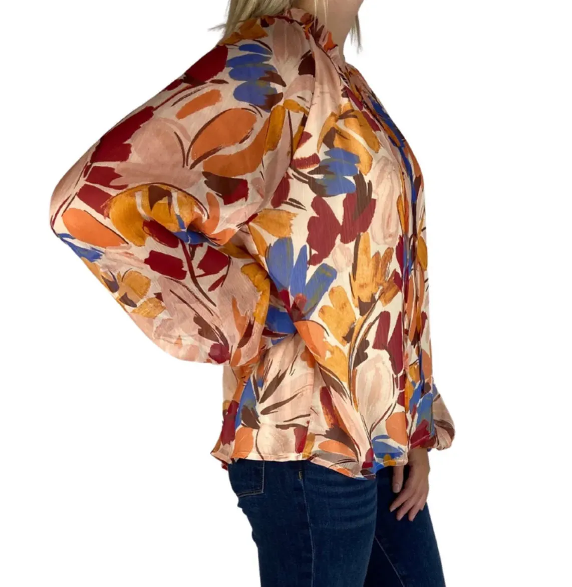 Abstract Fall Floral Blouse