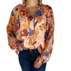 Abstract Fall Floral Blouse