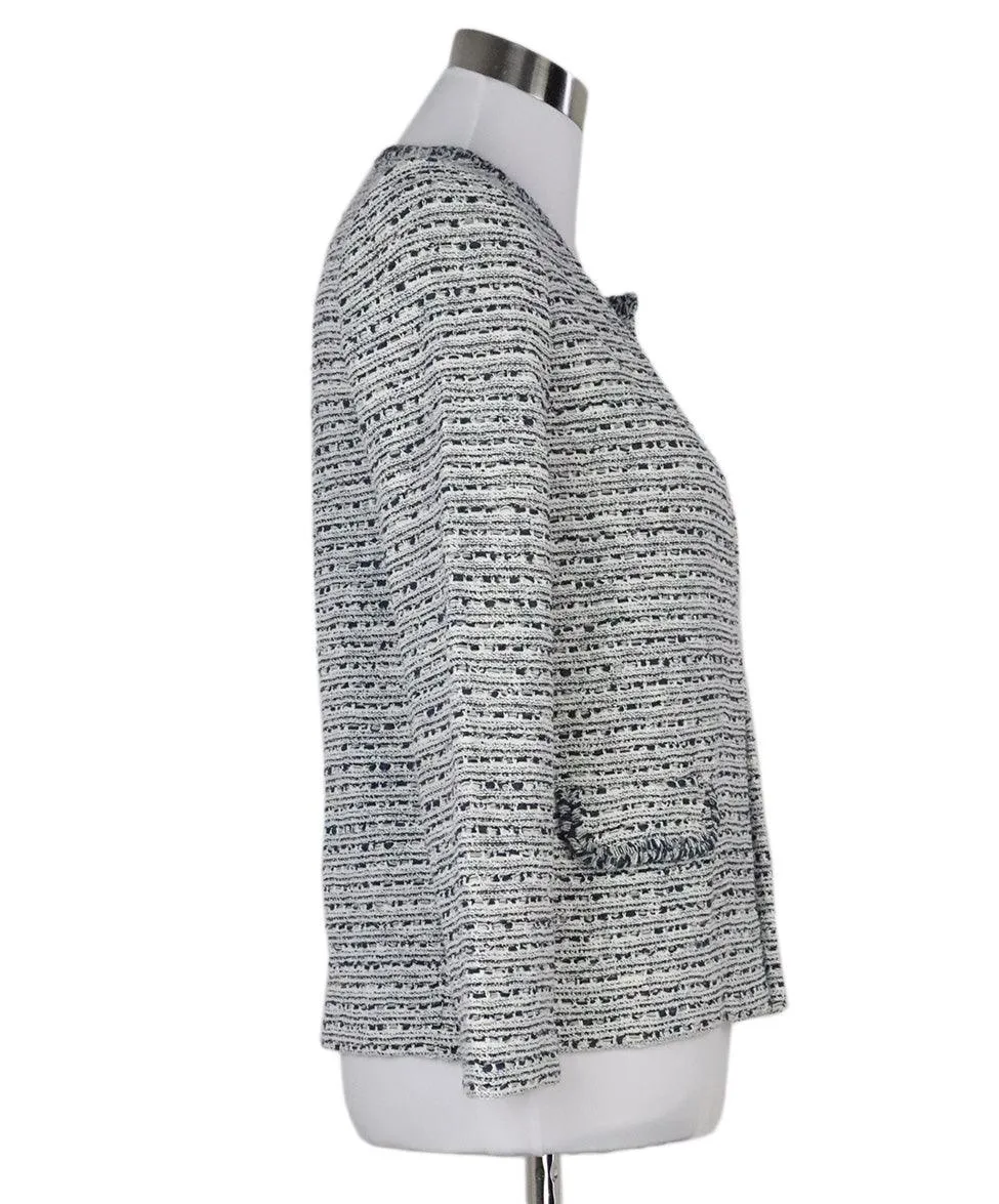 Amina Rubinacci White & Navy Knit Cardigan sz 6
