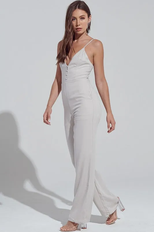 Deep V  Sliver Jumpsuit