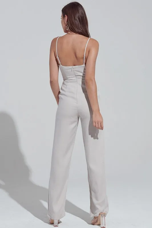 Deep V  Sliver Jumpsuit