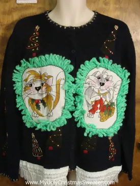Double Sided Tree Cat Christmas Sweater