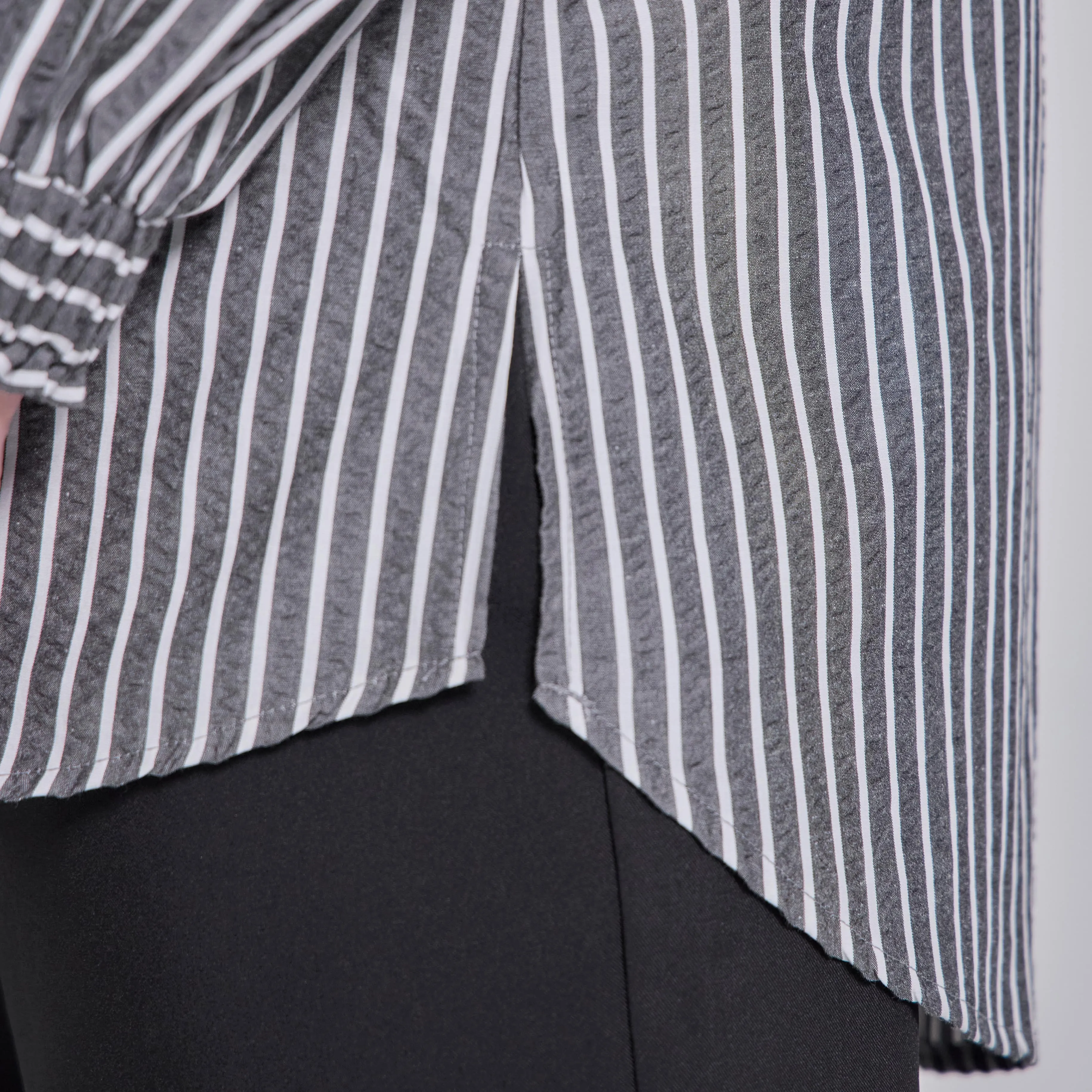 Elora Sheersucker Blouse - Black Stripe