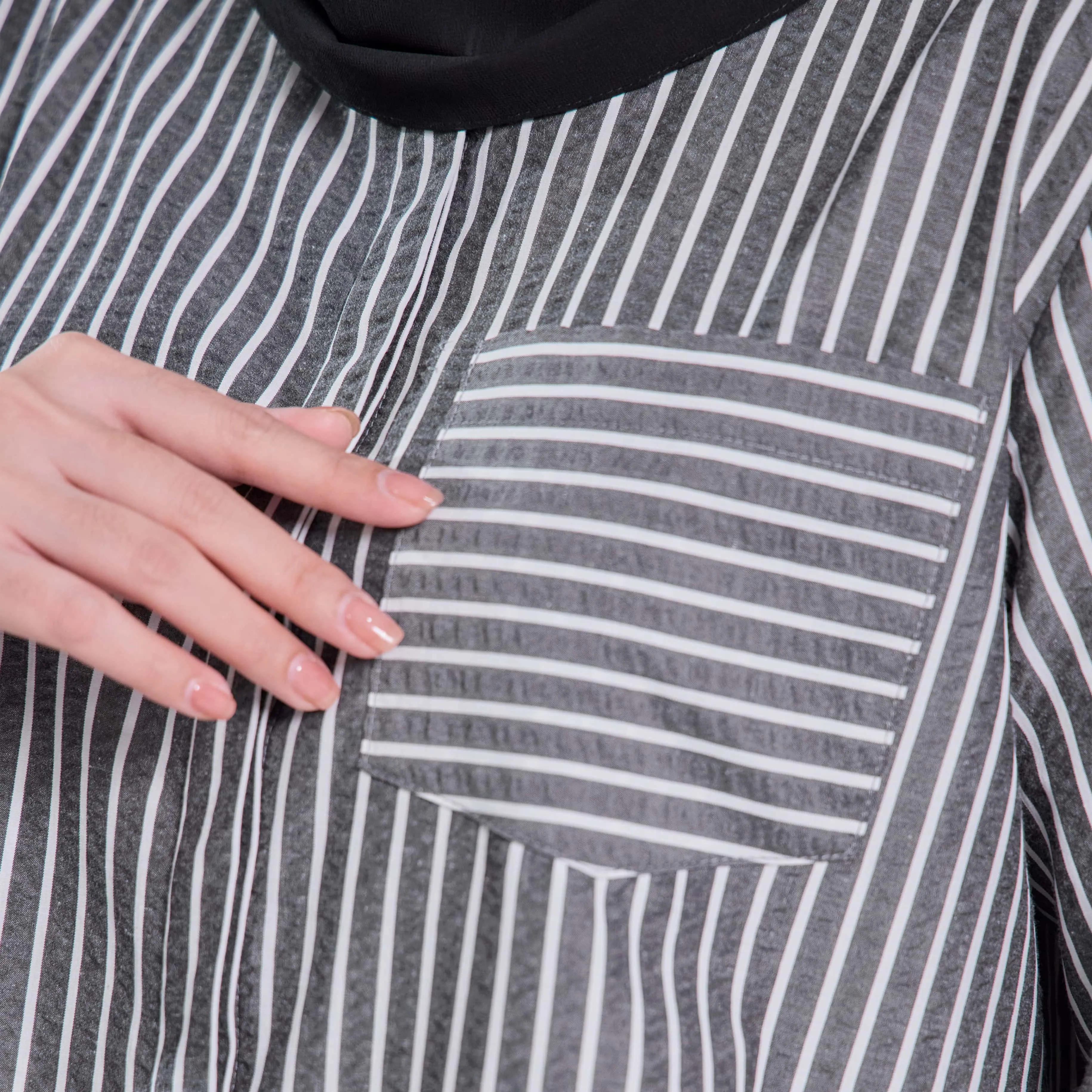 Elora Sheersucker Blouse - Black Stripe