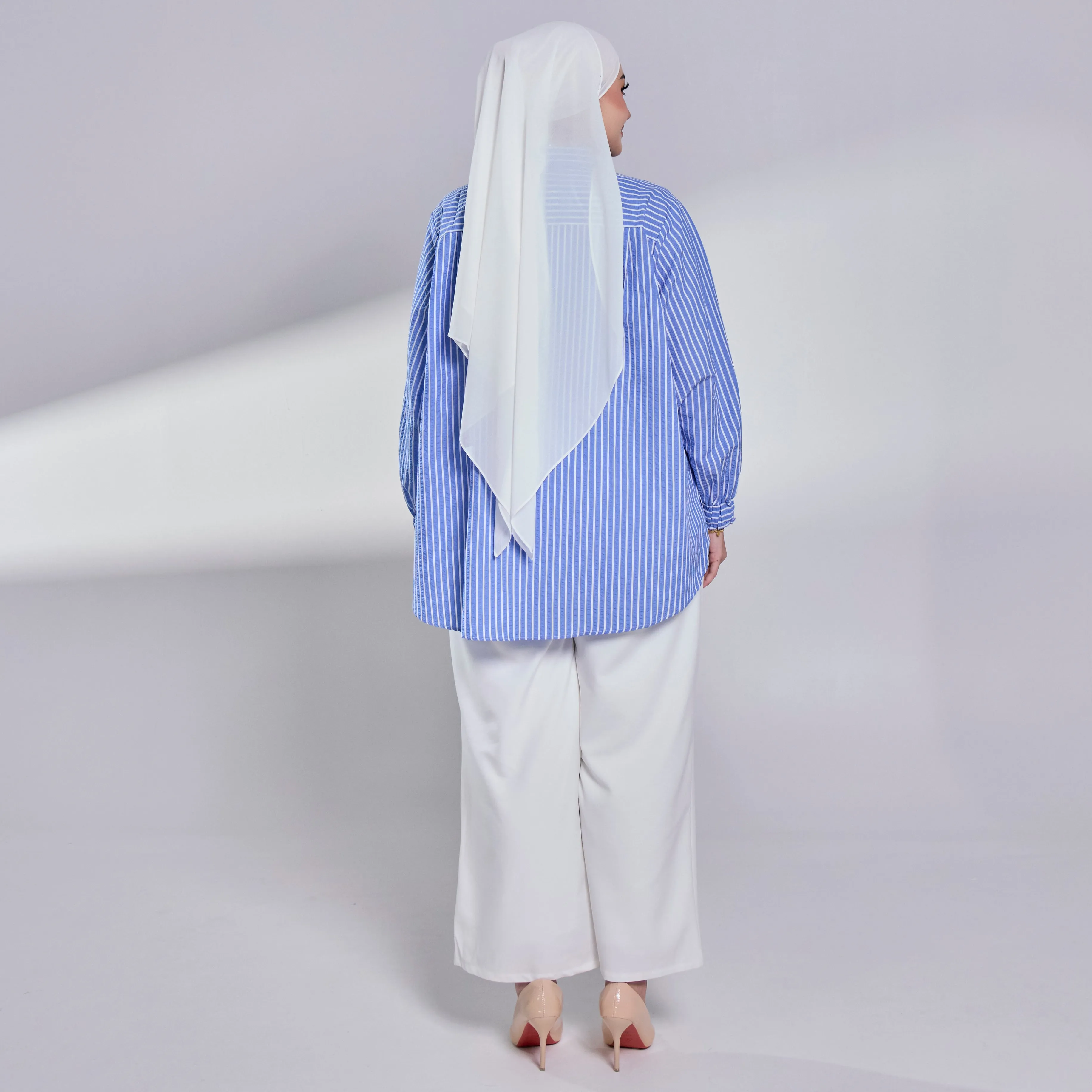 Elora Sheersucker Blouse - Blue Stripe
