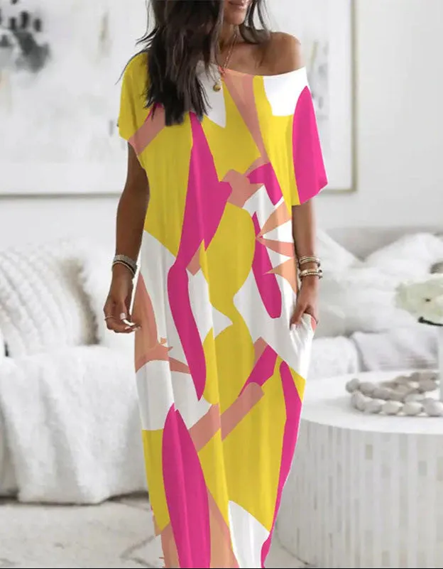 Fashion Crew Neck Printed Dress