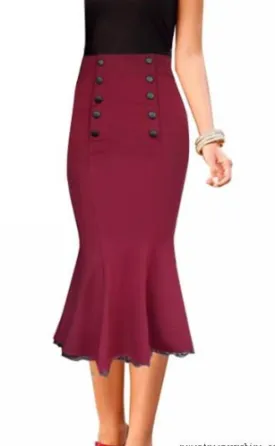 Fishtail Midi Skirt • Wine Red