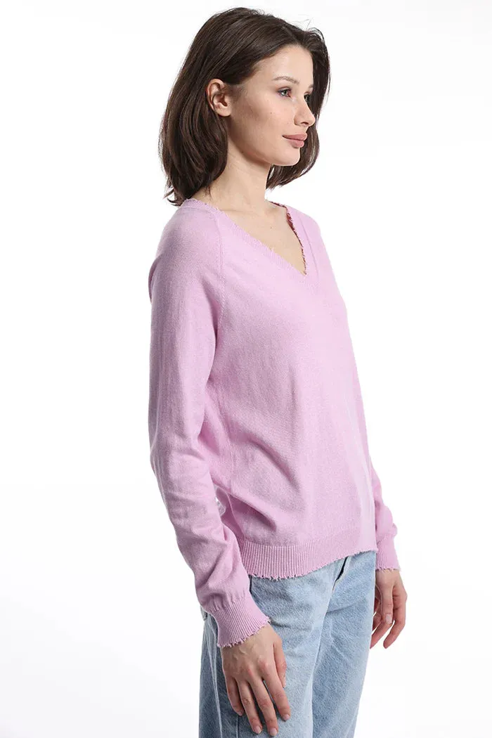 Frayed Edge V-Neck Sweater