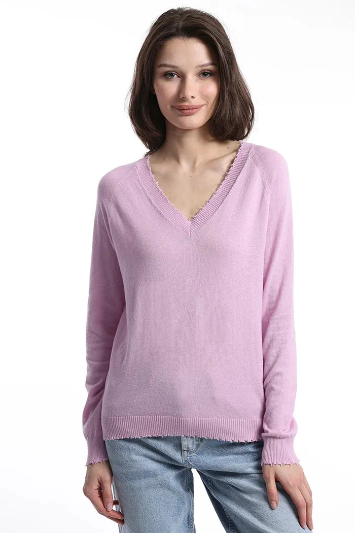 Frayed Edge V-Neck Sweater