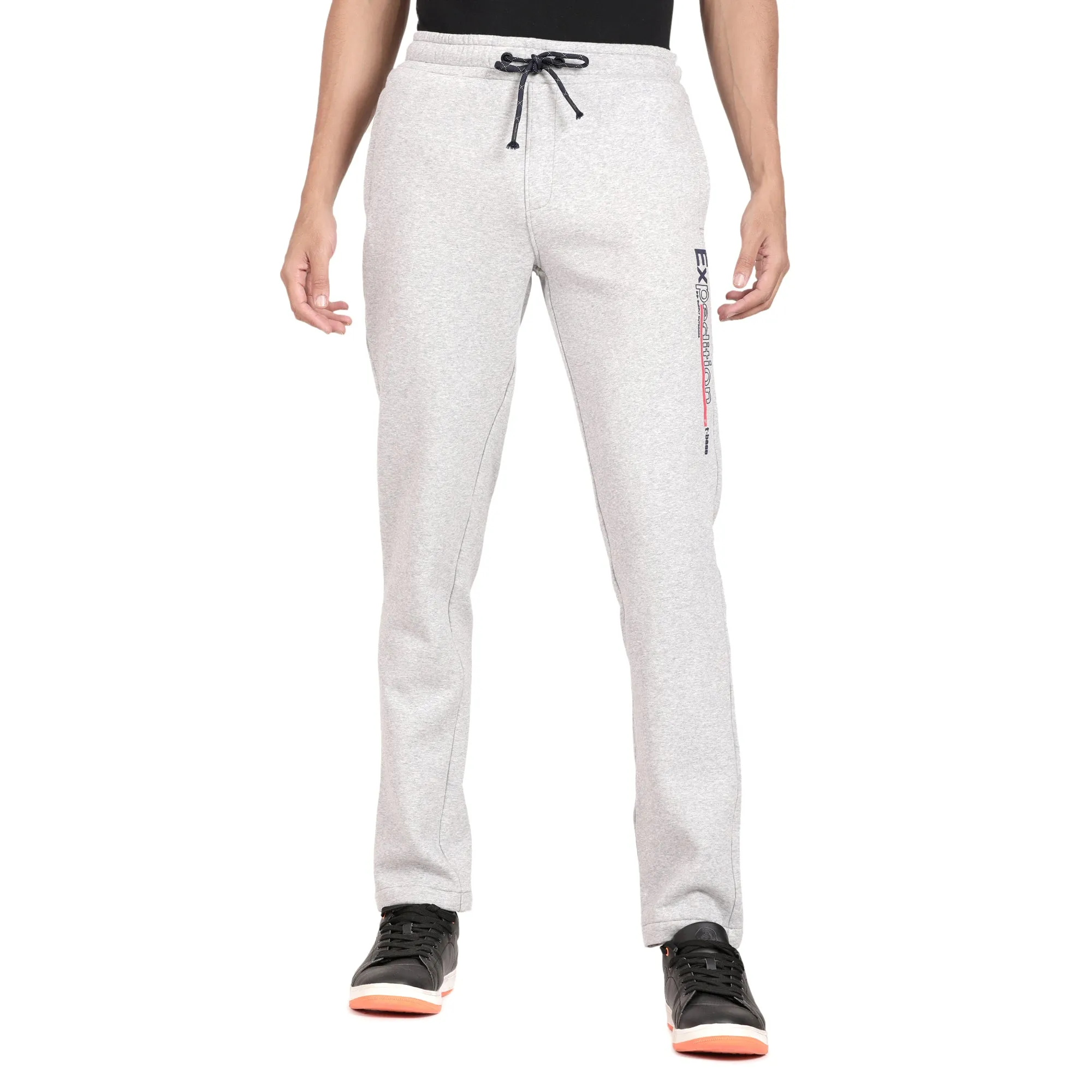 Grey Melange Knitted Lower Track Pants