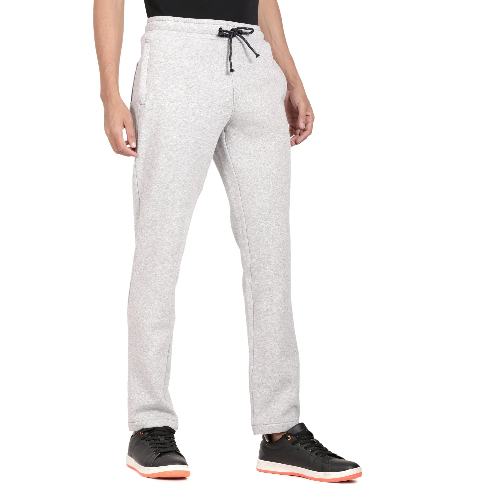 Grey Melange Knitted Lower Track Pants