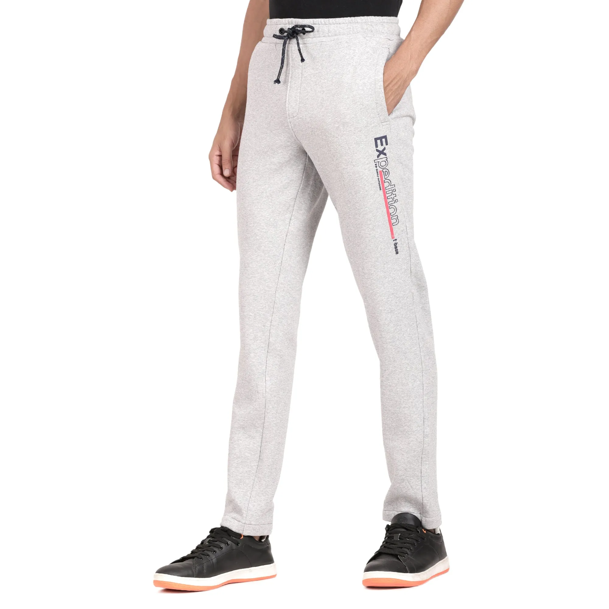 Grey Melange Knitted Lower Track Pants