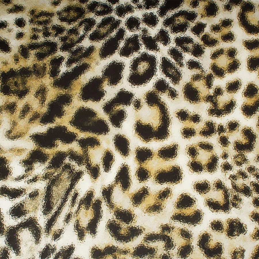 Khaki/Black 'Animal' Printed Silk Satin