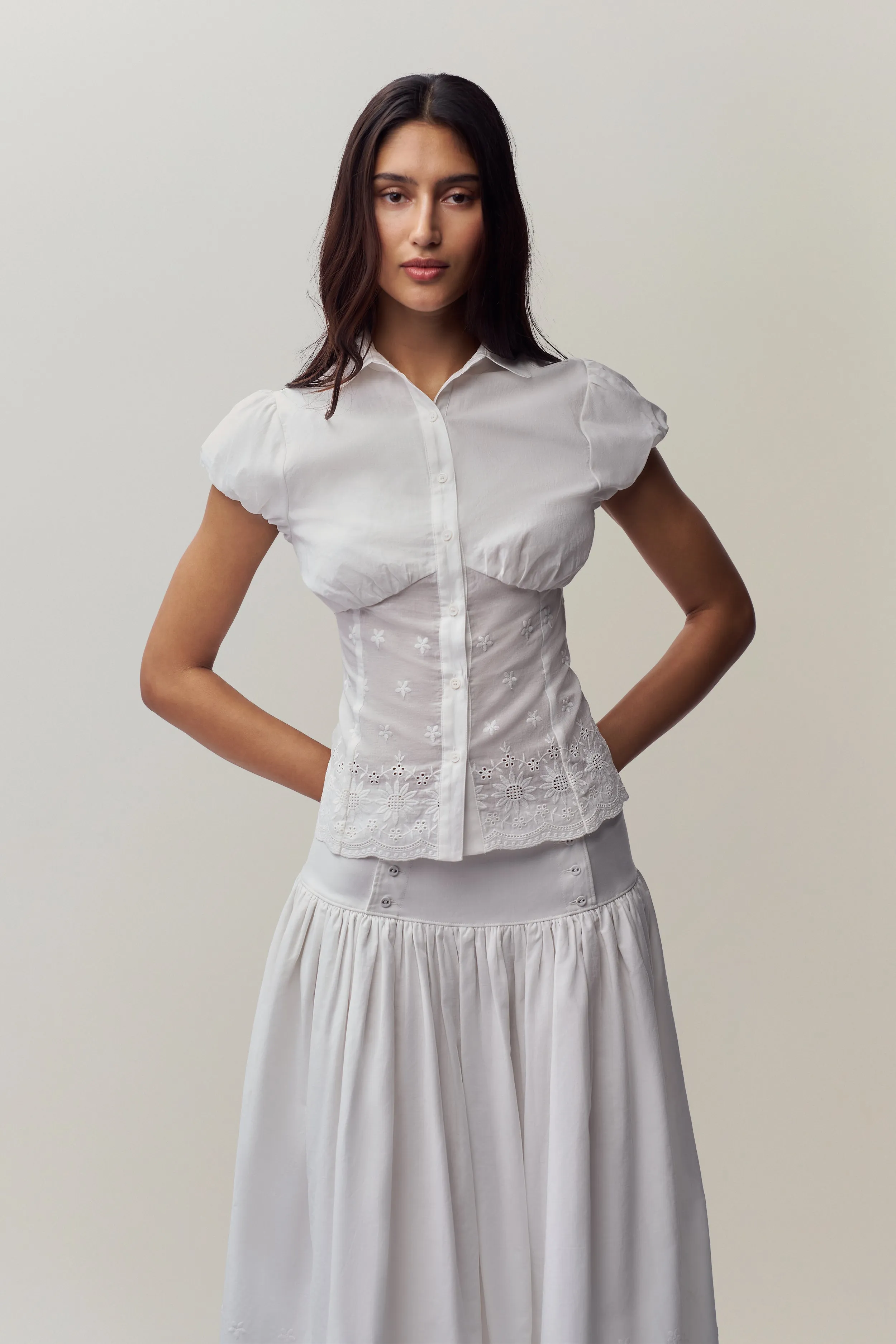 Elegant Rinka Embroidered Blouse with Intricate Detailing and Lightweight Fabric