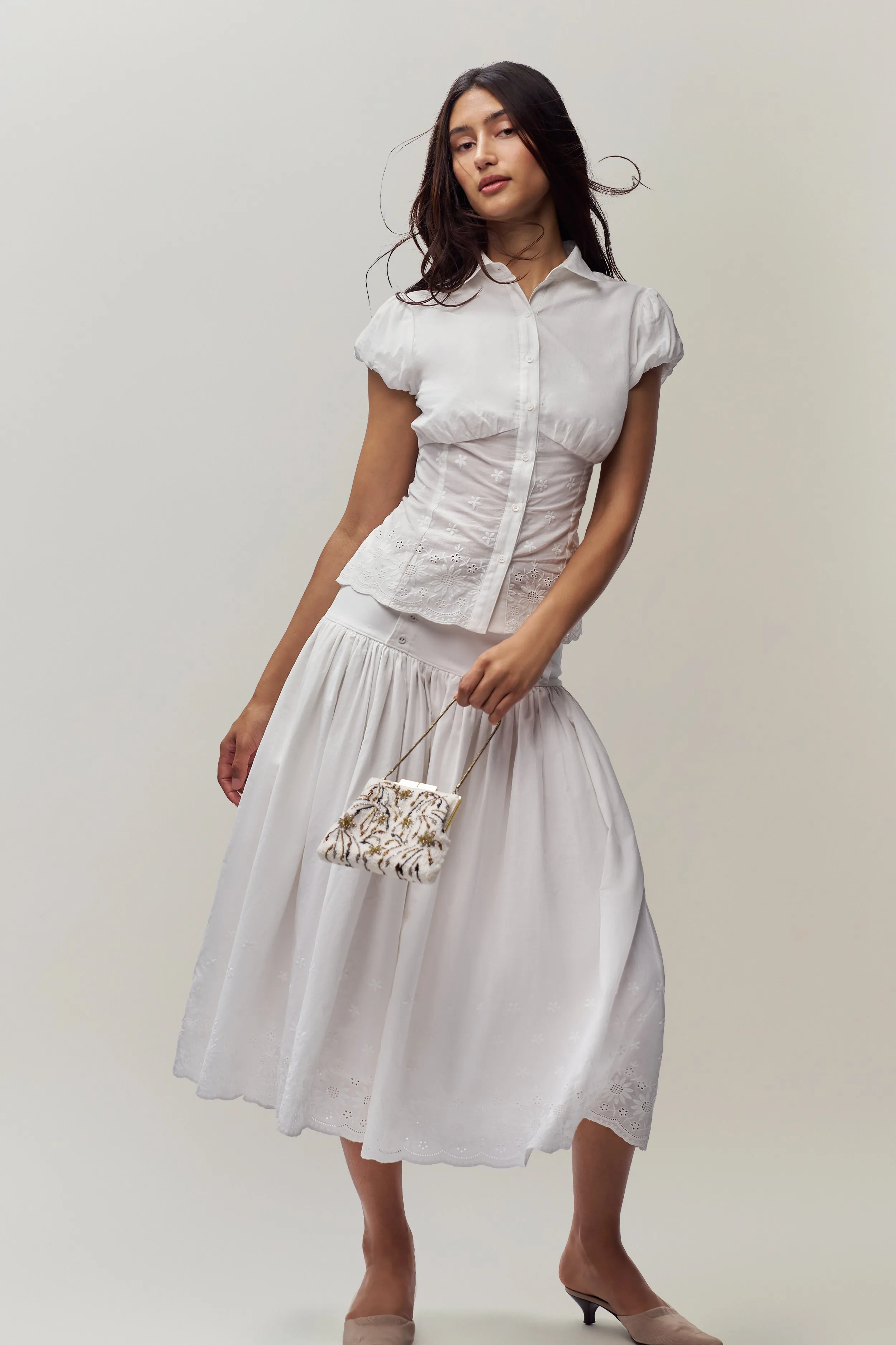 Elegant Rinka Embroidered Blouse with Intricate Detailing and Lightweight Fabric