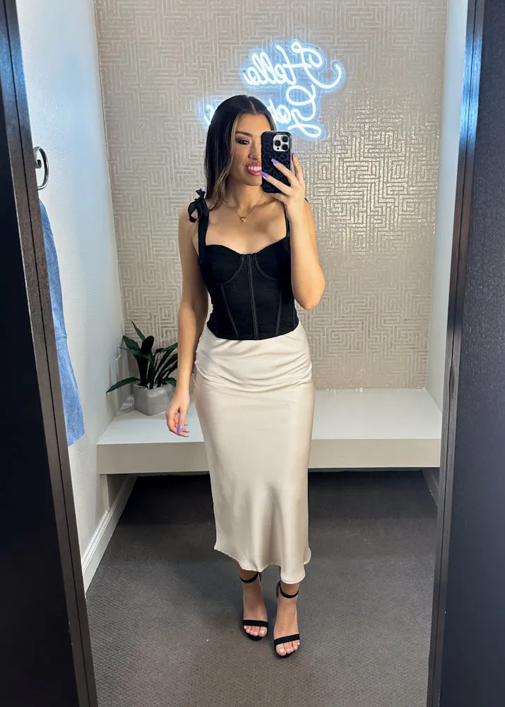 Shondra Waist Elastic Midi Skirt