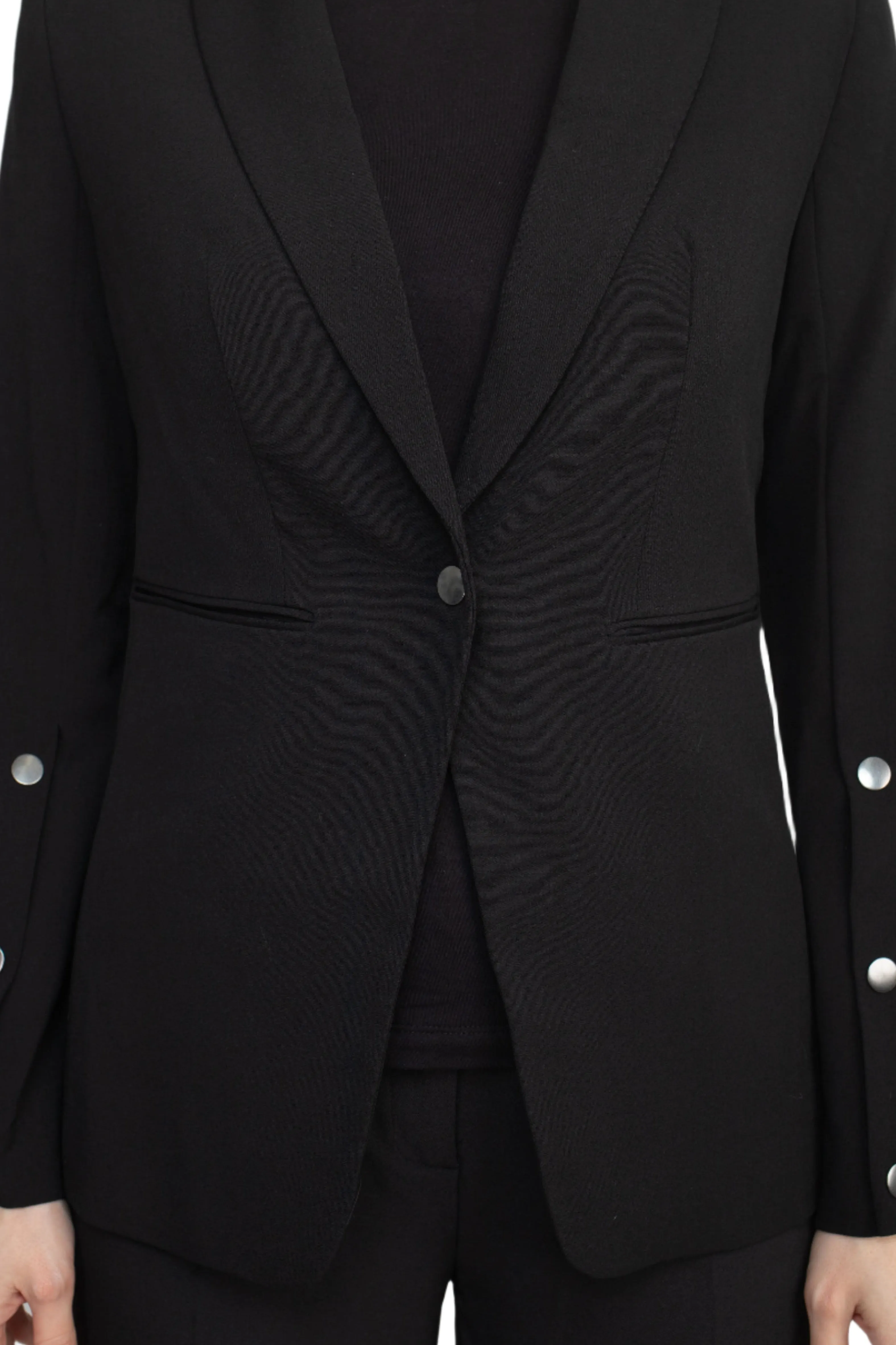 T Tahari Notched Collar Long Sleeve One Button Rayon Blazer
