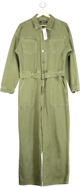 Toxik3 Khaki Helen Wide Leg Jumpsuit UK 10