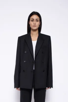 Vaena Double Breasted Slit Blazer Noir