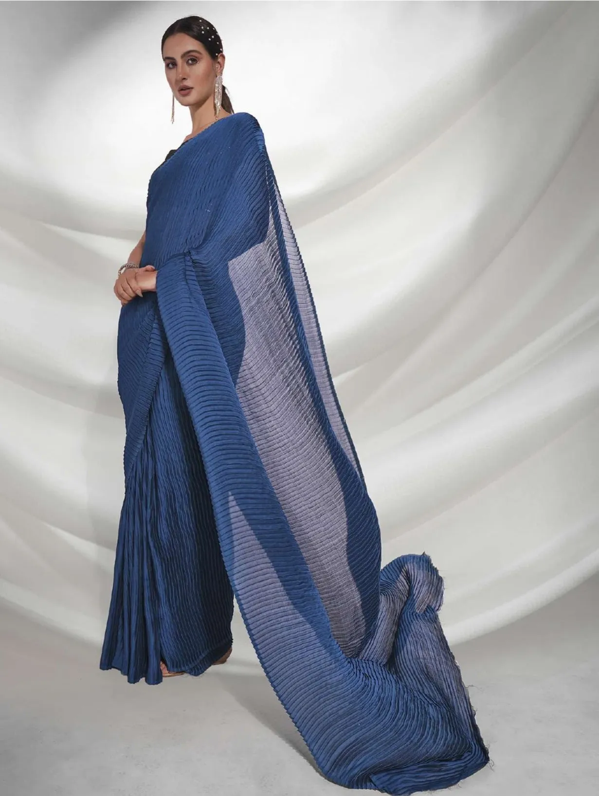 Women Party Wear Designer Teal Colour Georgette Saree Collection