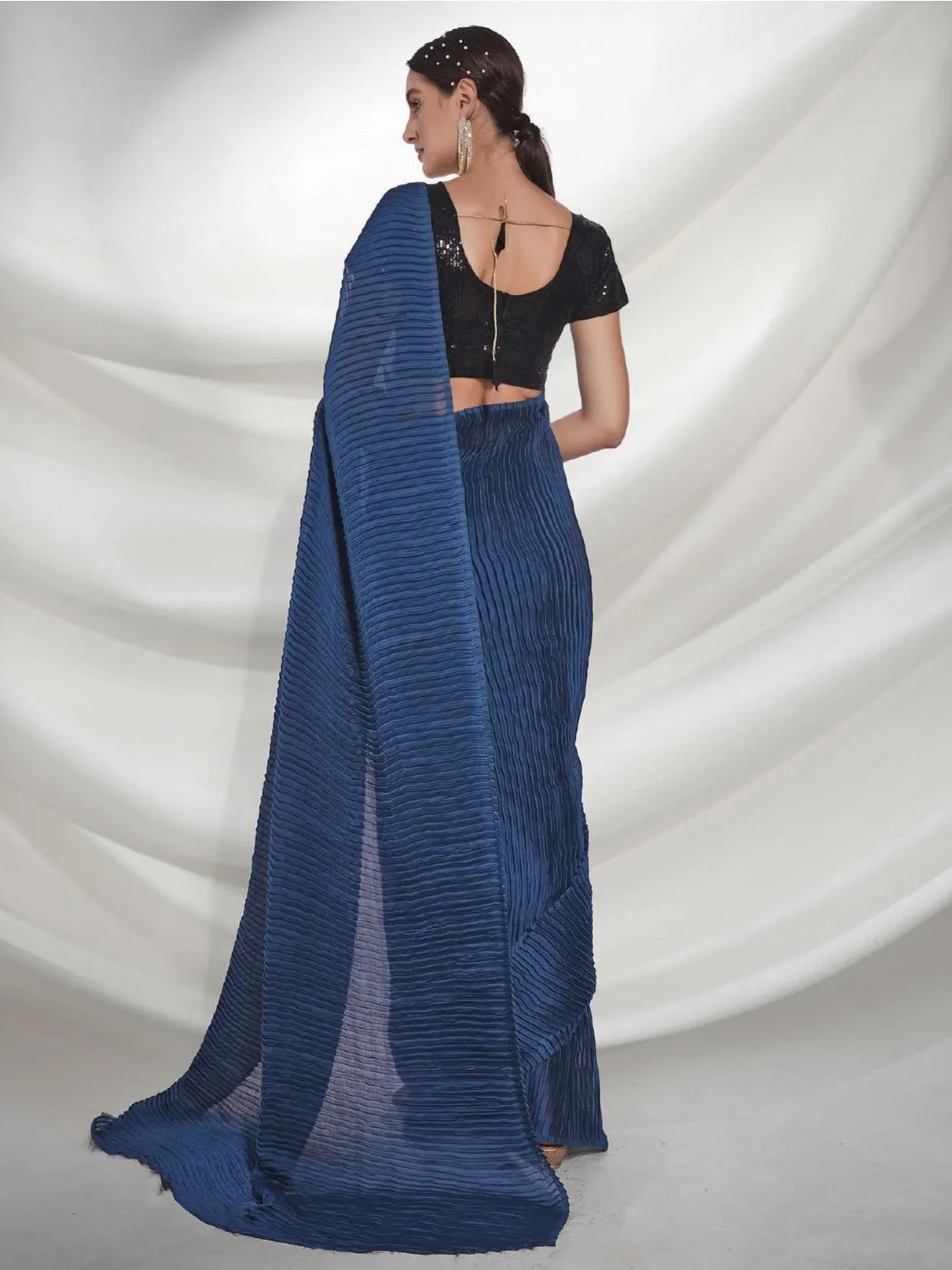 Women Party Wear Designer Teal Colour Georgette Saree Collection