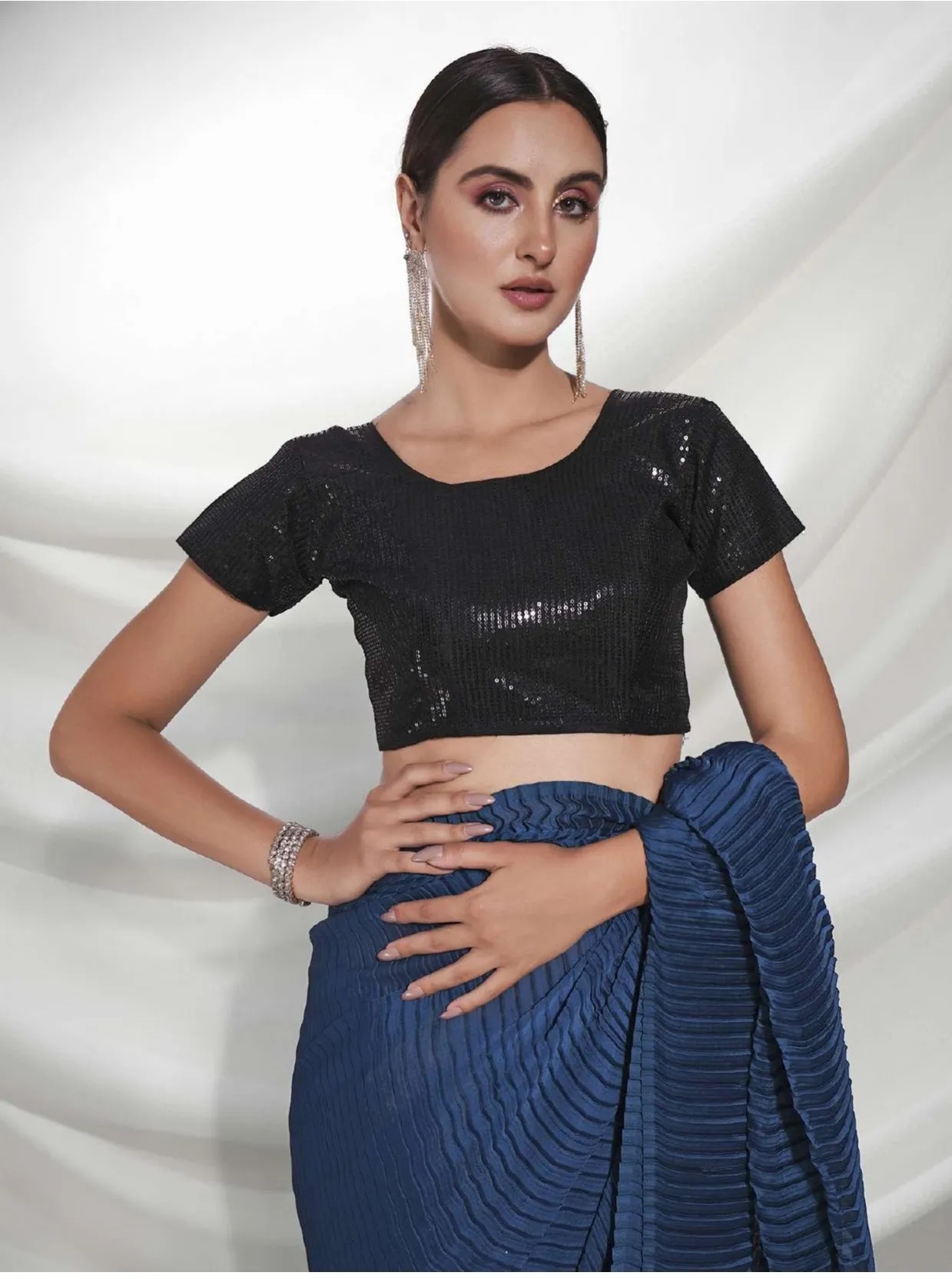Women Party Wear Designer Teal Colour Georgette Saree Collection
