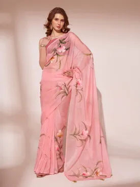 Women Party Wear Organza Saree With Un Stitched Blouse