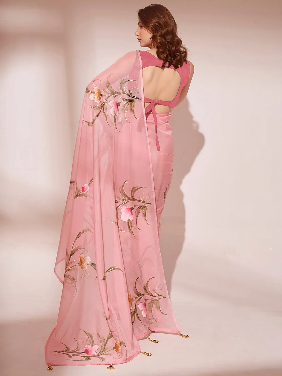 Women Party Wear Organza Saree With Un Stitched Blouse