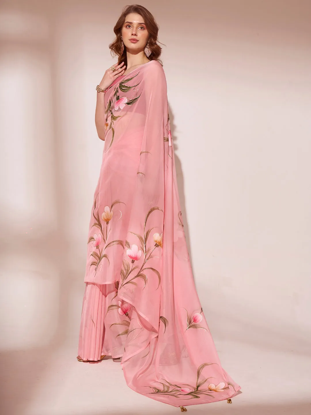 Women Party Wear Organza Saree With Un Stitched Blouse