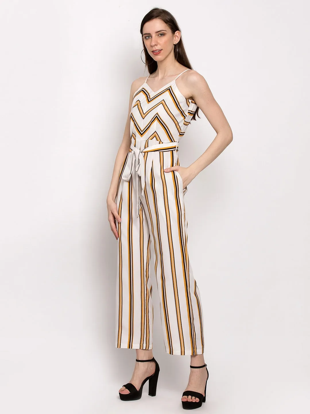Yellow Striped Jumpsuit
